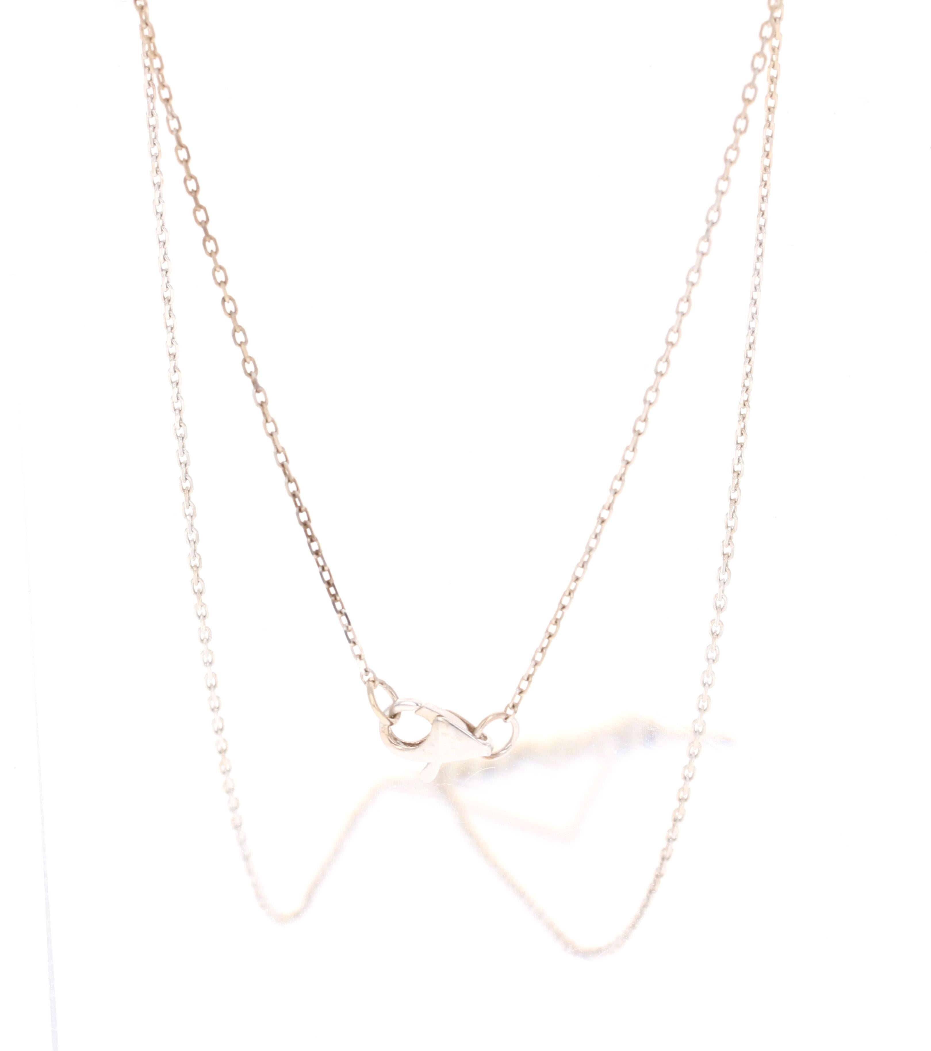 0,21 Karat Baguette Diamant Kette Halskette 14 Karat Weißgold (Zeitgenössisch) im Angebot