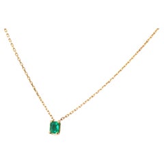 0.21 Carat Columbian Emerald Yellow Gold Necklace
