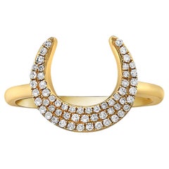 0.21 Carat Diamond Crescent Cluster Yellow Gold Fashion Ring
