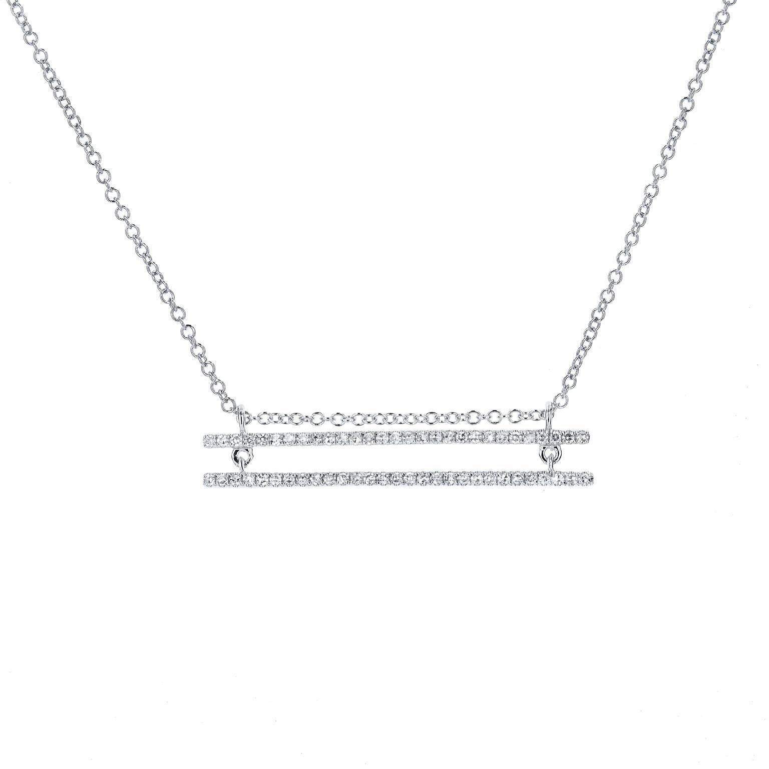 Diamond Pave Double Bar Pendant 