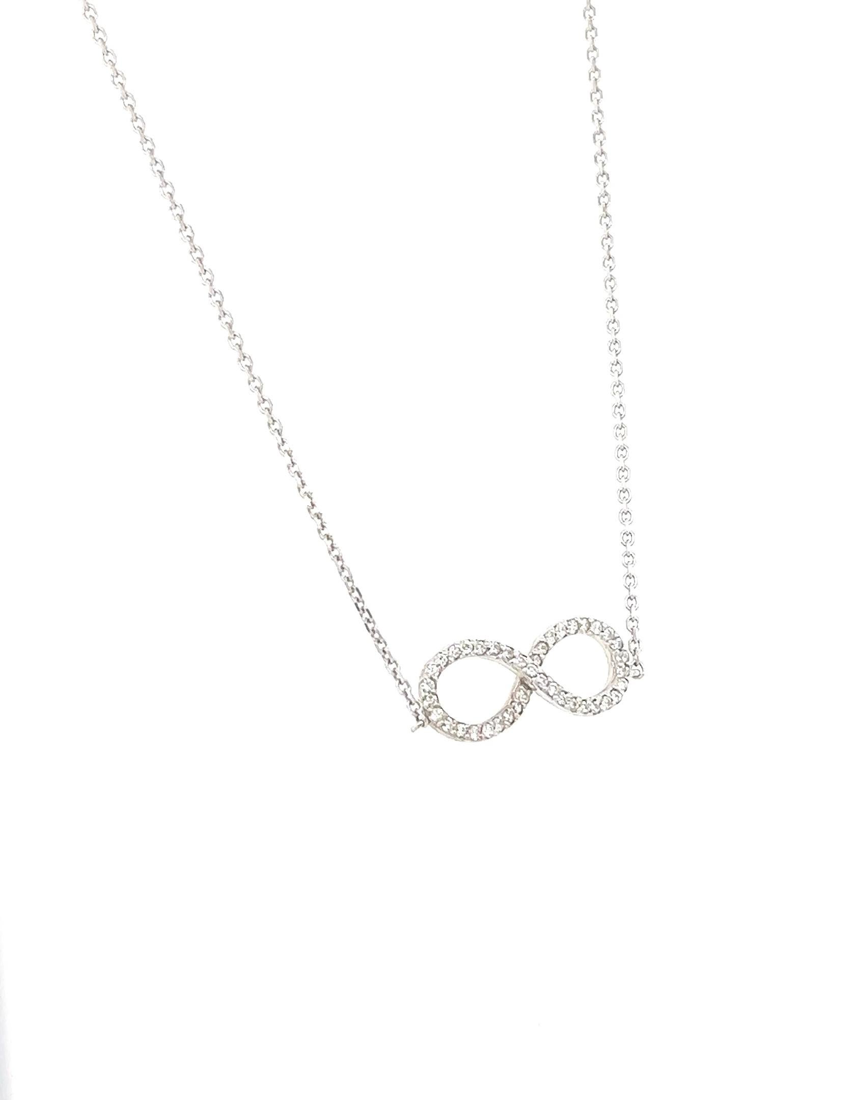 Contemporary 0.21 Carat Infinity Diamond White Gold Chain Necklace  For Sale