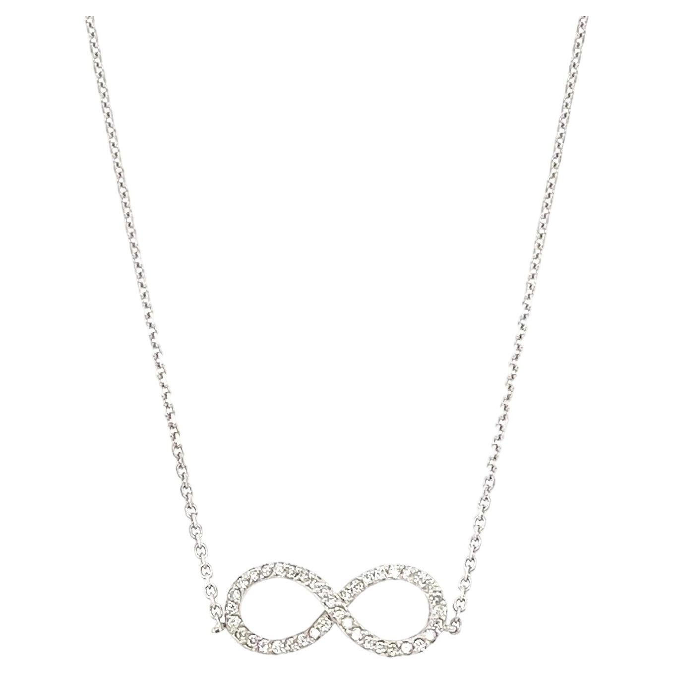 0.21 Carat Infinity Diamond White Gold Chain Necklace  For Sale