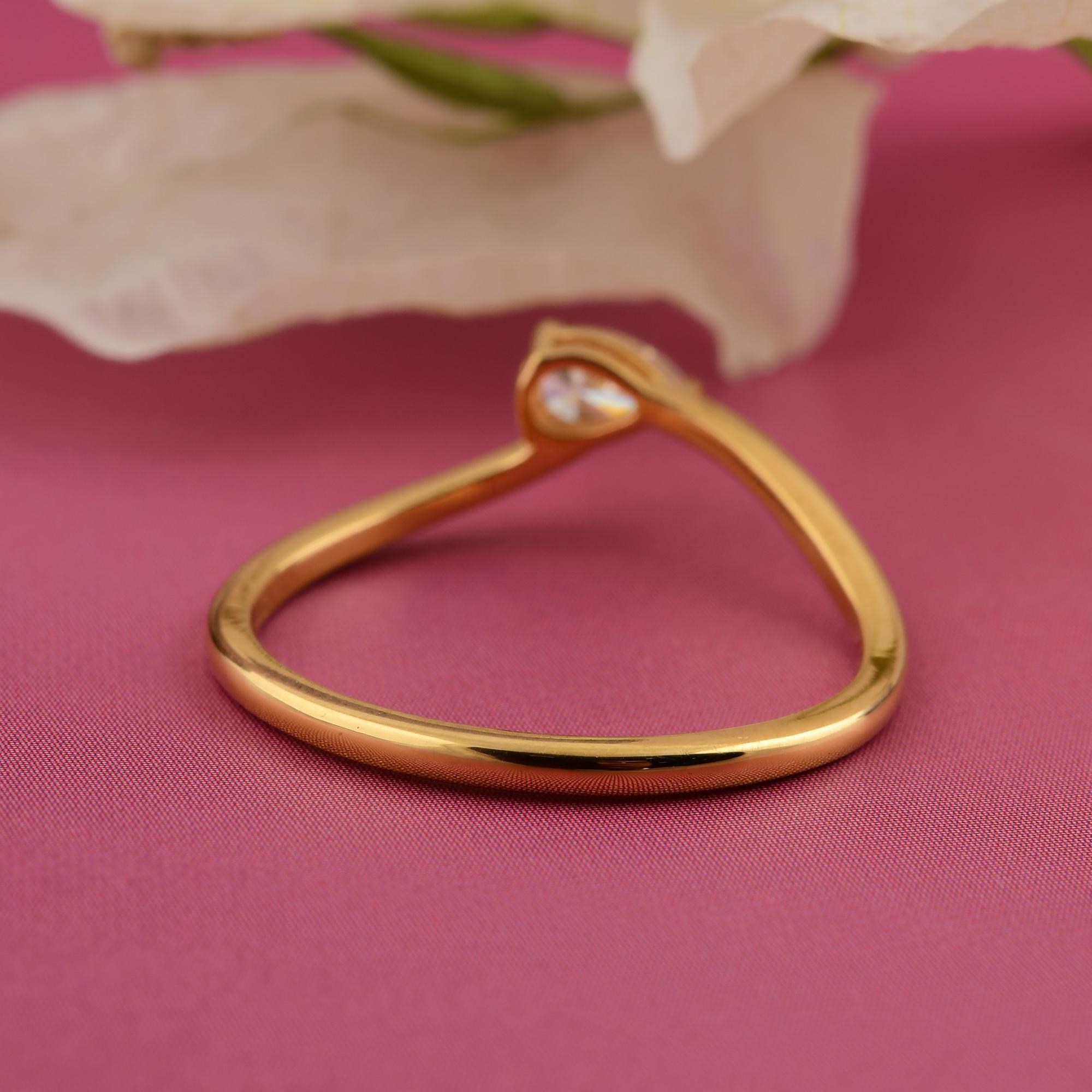 For Sale:  0.21 Carat Pear Cut Dainty Diamond Promise Ring Gift for Her 18k Yellow Gold 5