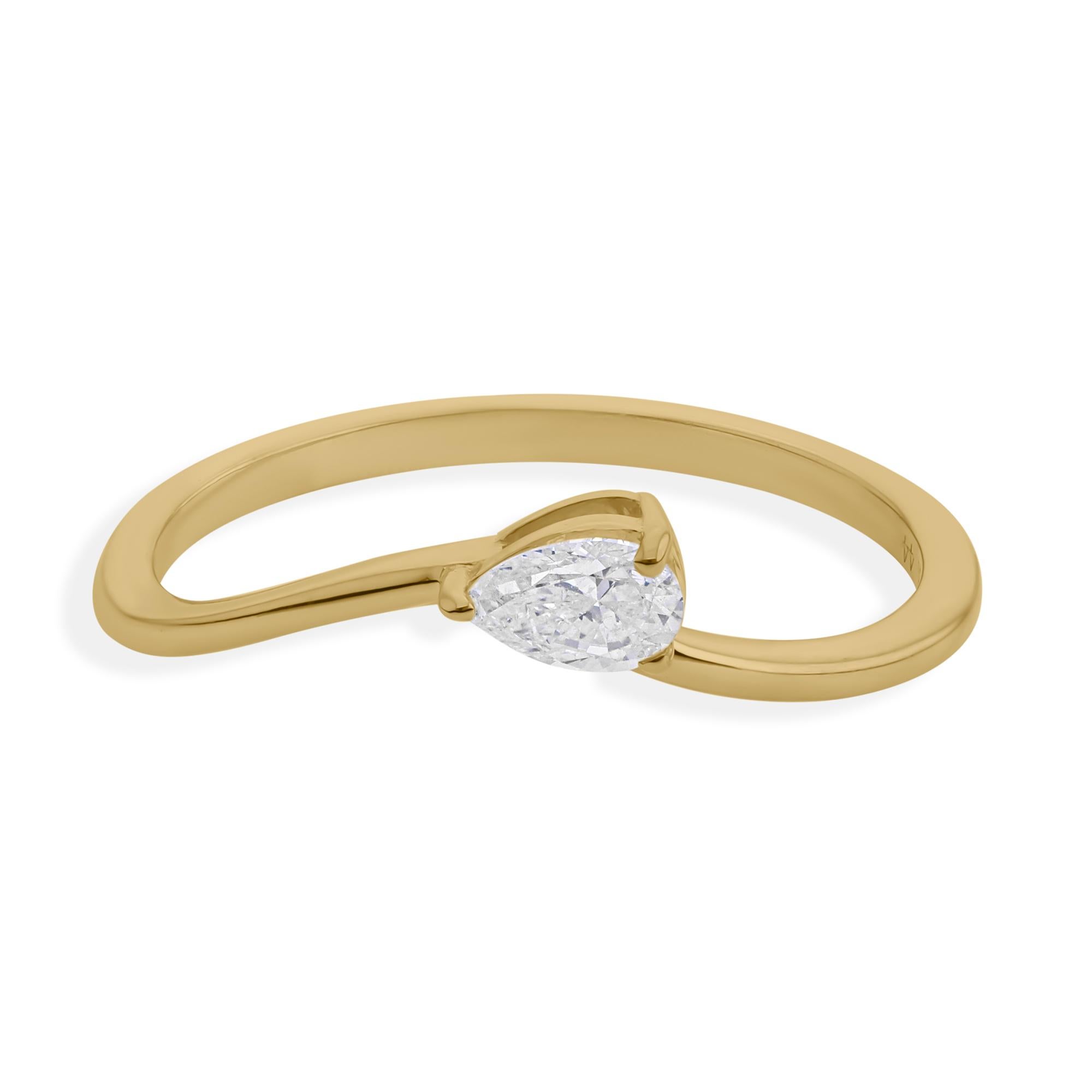 For Sale:  0.21 Carat Pear Cut Dainty Diamond Promise Ring Gift for Her 18k Yellow Gold 6