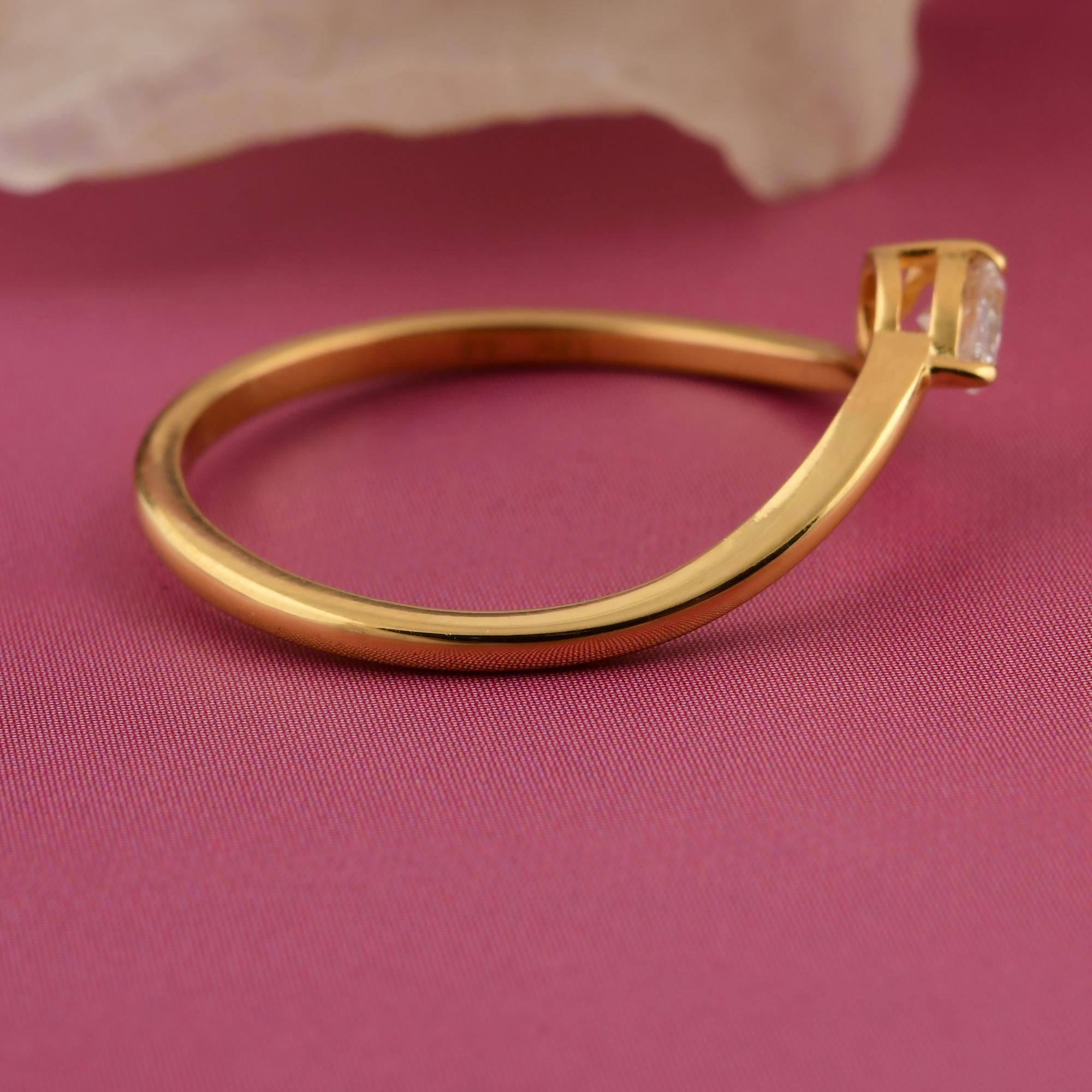 For Sale:  0.21 Carat Pear Cut Dainty Diamond Promise Ring Gift for Her 18k Yellow Gold 8