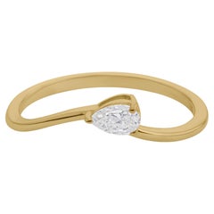 0.21 Carat Pear Cut Dainty Diamond Promise Ring Gift for Her 18k Yellow Gold