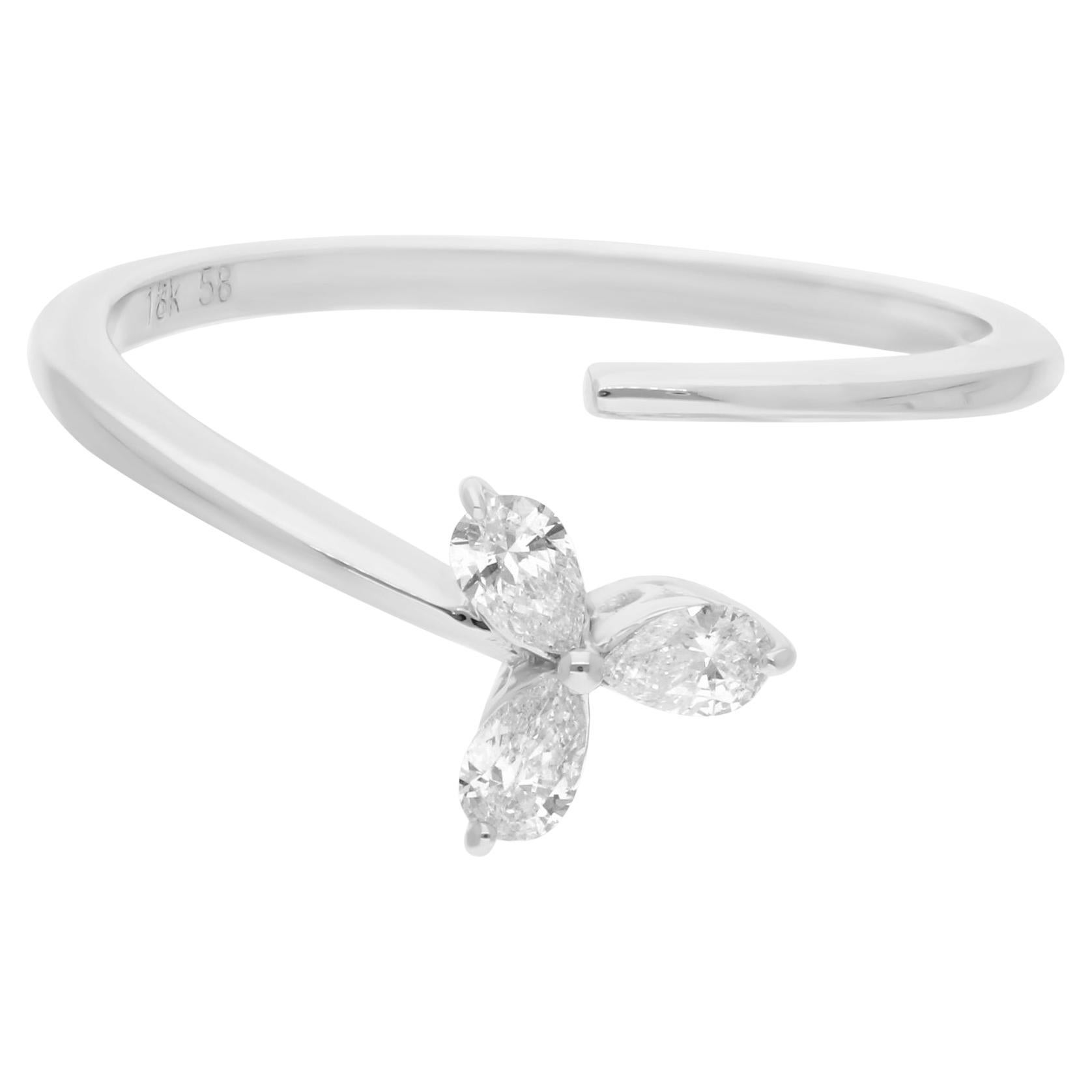 0,21 carati SI Chiarezza HI Colore Anello con fiore di diamante Gioielli in oro bianco 18 carati