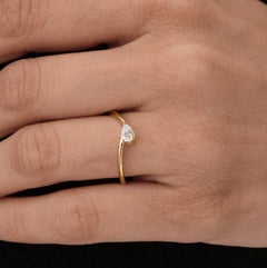 0.21 Carat Tiny Pear Diamond Solitaire Promise Ring 18 Karat Yellow Gold