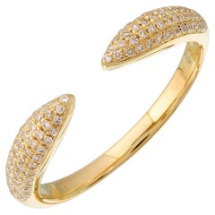 Bague griffe en or jaune 14 carats avec diamants ronds d'un poids total de 0,21 carat
