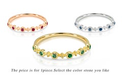 0.21 Ct Ruby, Emerald and Sapphire Ring in 14k Gold