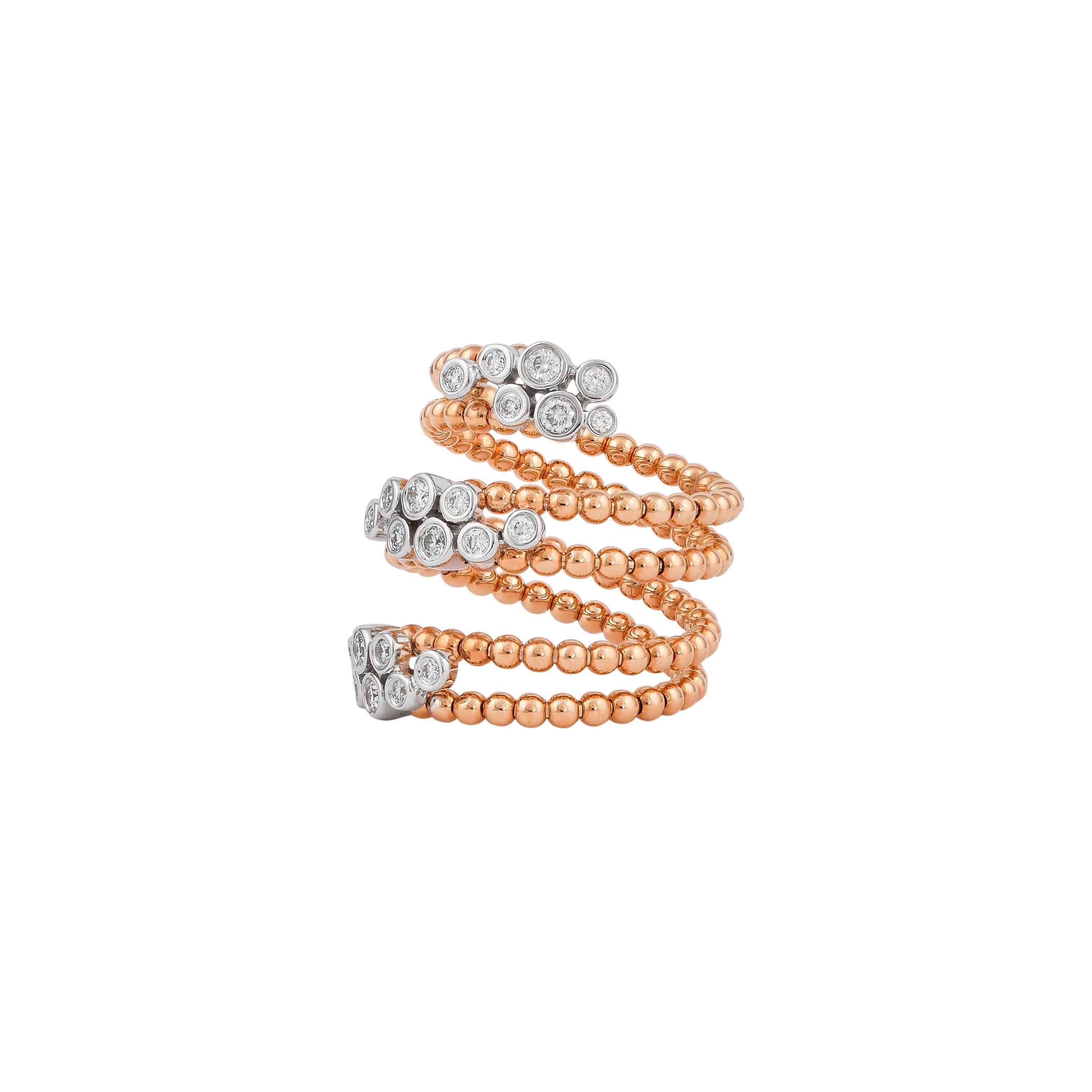 Contemporary Sunita Nahata Diamond 0.45ct. Fancy Ring in 18Karat White & Rose Gold. For Sale