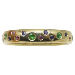 Used 0.21ct Emerald & Sapphire Starry Night Wedding Ring set in 14k Yellow Gold