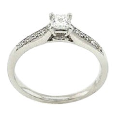 0.21 Karat feiner Diamant Solitär-Ring in Weißgold mit Prinzessinnenschliff