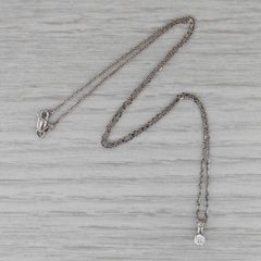 0.21ct Small IGI Diamond Solitaire Pendant Necklace 18k White Gold 16.5"