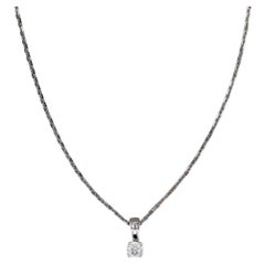 0.21ct Small IGI Diamond Solitaire Pendant Necklace 18k White Gold 16.5"