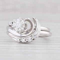 0.21ctw Diamond Engagement Ring Wedding Wrap Bridal Set Ring 14k White Gold