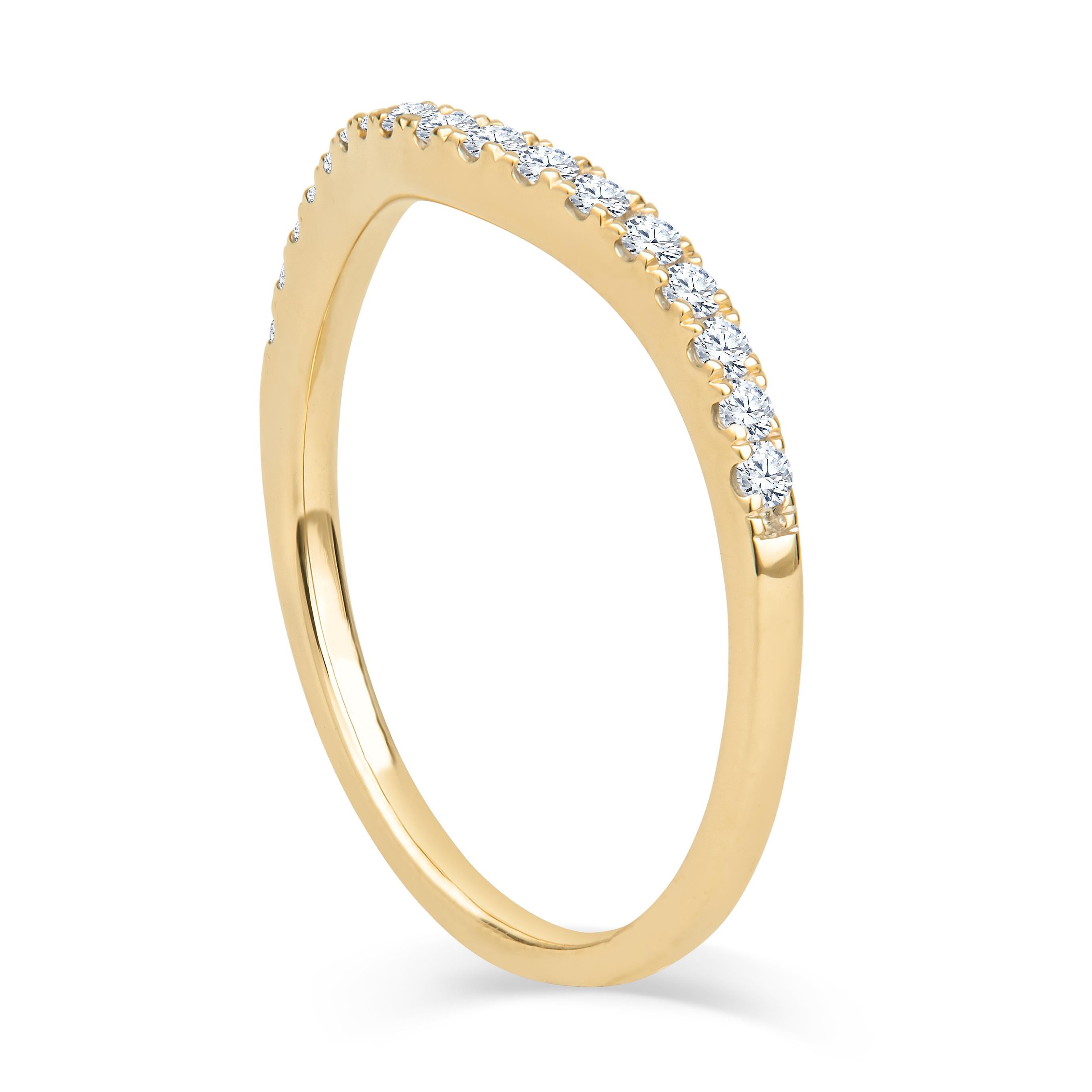 Round Cut 0.21ctw Round Diamond Curved Stacking Band 18k Yellow Gold