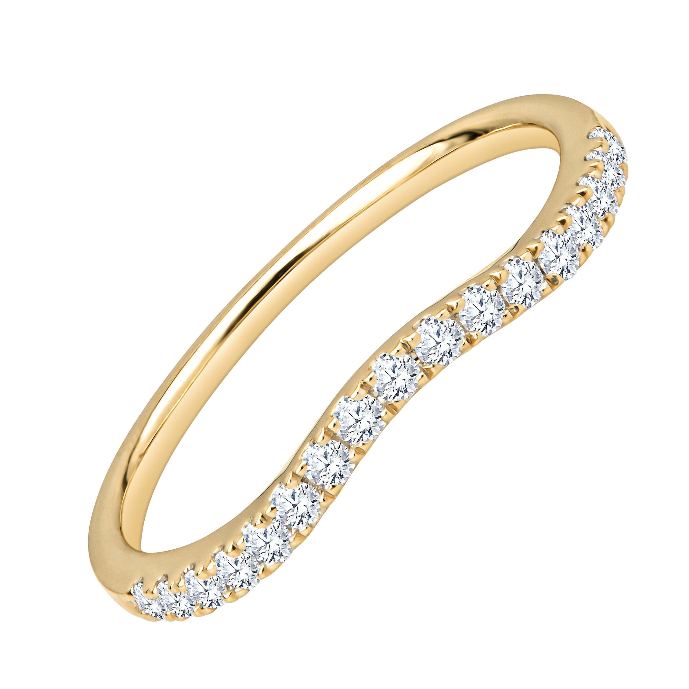 0.21ctw Round Diamond Curved Stacking Band 18k Yellow Gold
