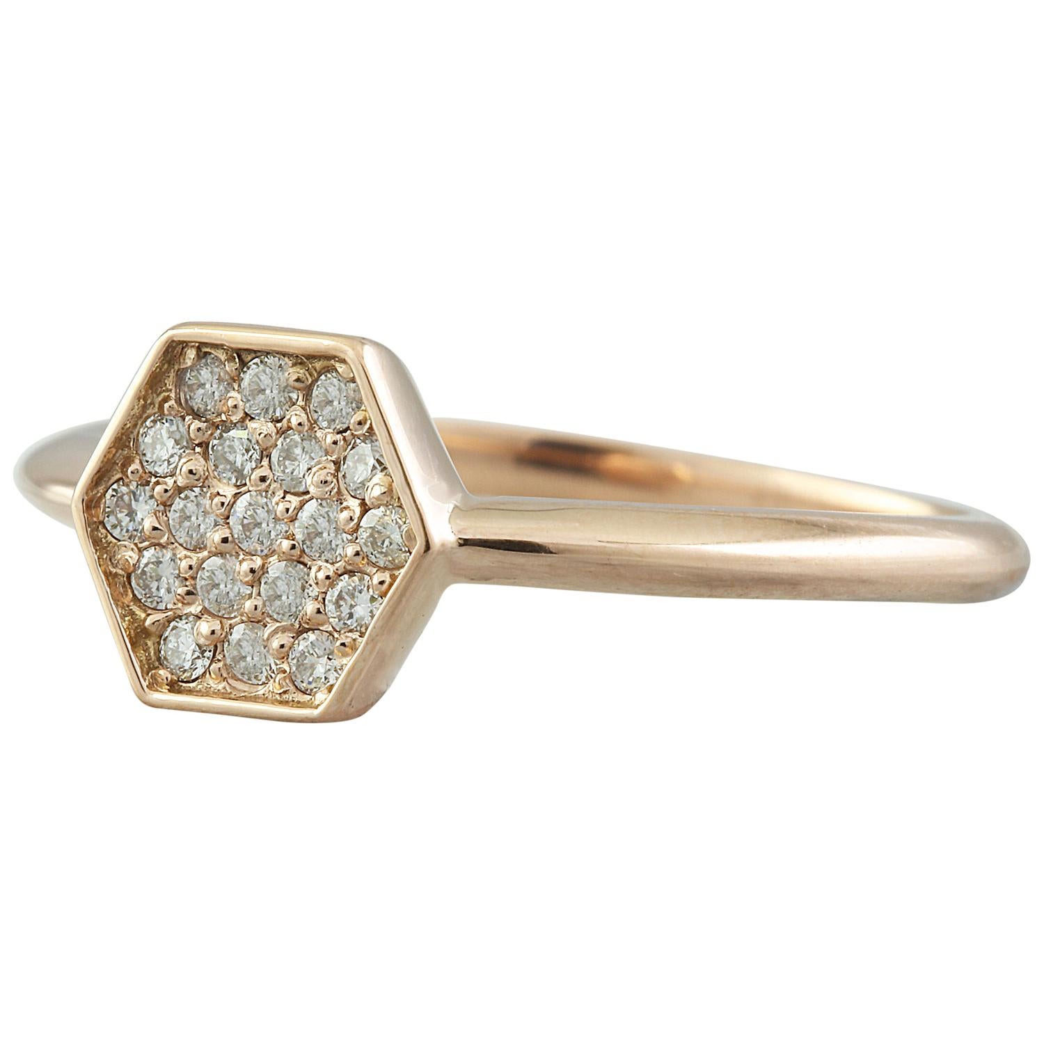 Women's 0.22 Carat 14 Karat Solid Rose Gold Diamond Ring For Sale