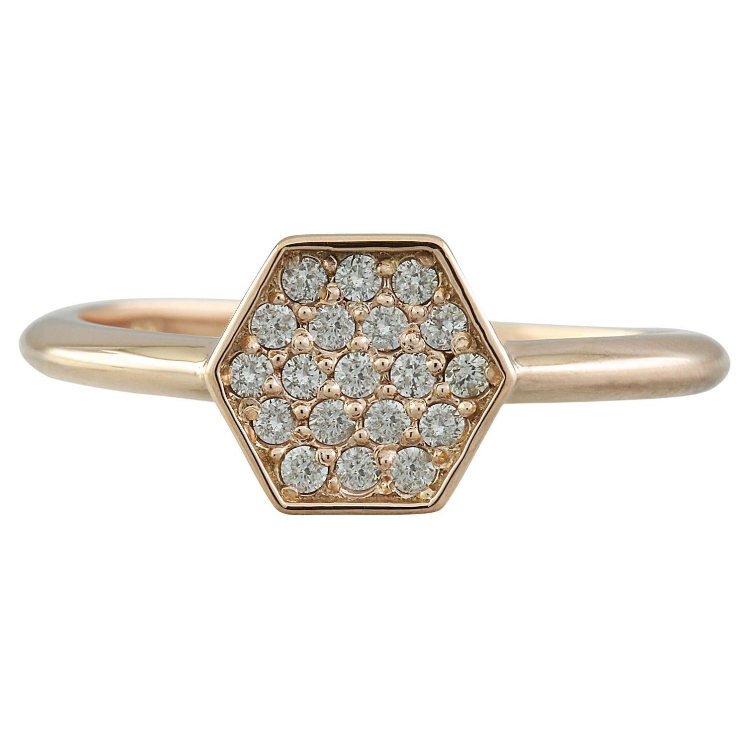 0.22 Carat 14 Karat Solid Rose Gold Diamond Ring For Sale