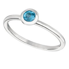 0.22 Carat Blue Topaz Bezel Set Ring 14K White Gold