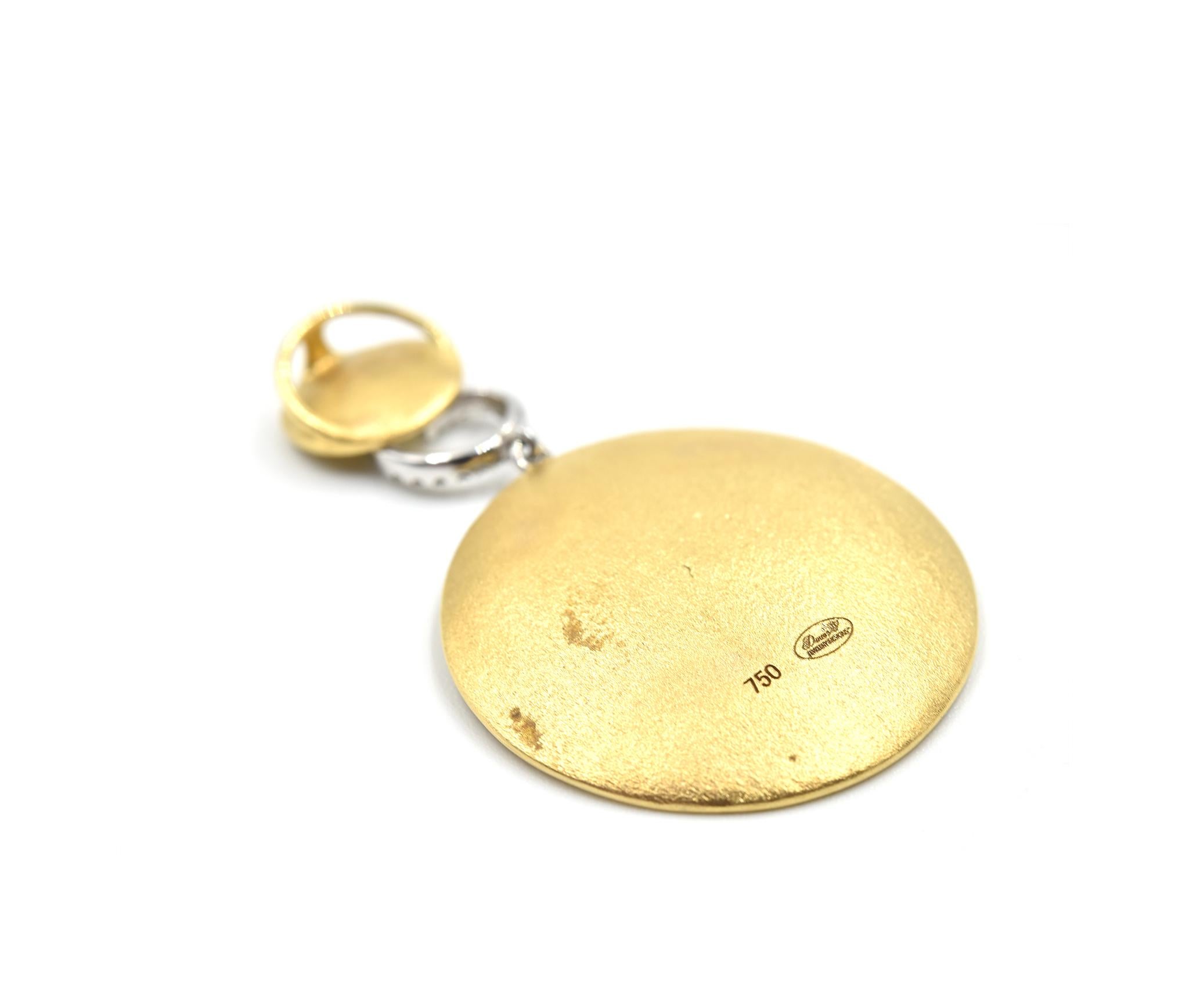 Pendentif tourbillon en or blanc et jaune 18 carats avec diamants de 0,22 carat Excellent état - En vente à Scottsdale, AZ