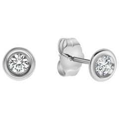 0.22 Carat Diamond Bezel Set Stud Earrings in 14K White Gold, Shlomit Rogel
