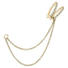 0.22 Carat Genuine Diamond Double Chain Helix Ear Cuff in 14k Yellow Gold