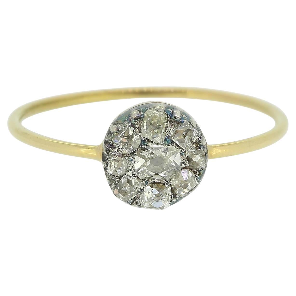 0.22 Carat Old Cut Diamond Cluster Ring