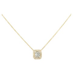 0.22 Carat Round Brilliant and Baguette Cut Diamond Necklace 14 Karat in Stock