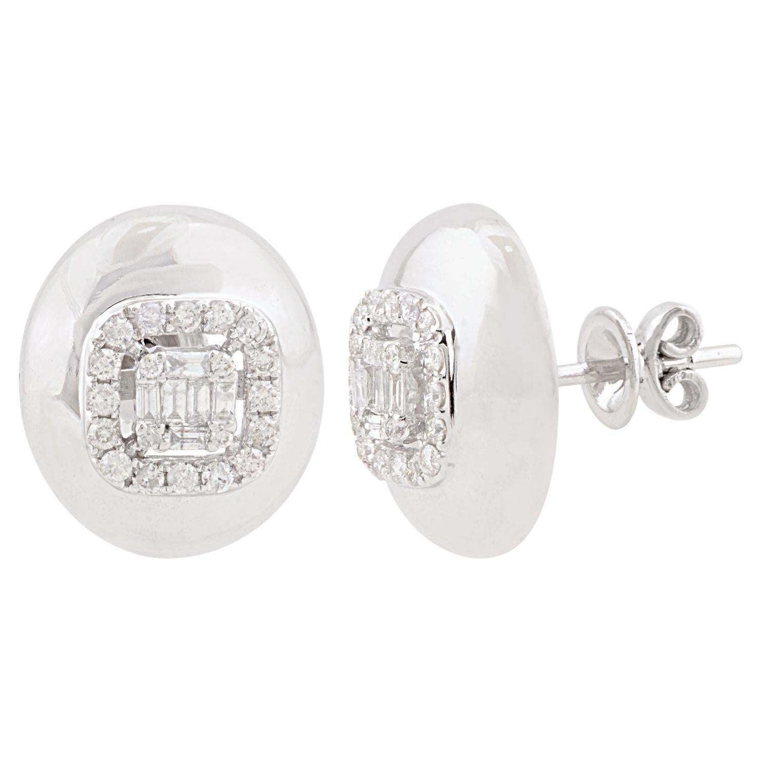 0.22 Carat SI Clarity HI Color Baguette Diamond Earrings 10 Karat White Gold