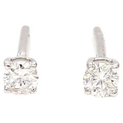 0.22 Carat SI/HI Solitaire Diamond Stud Earrings 14 Karat White Gold Jewelry New