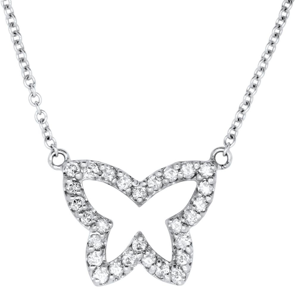 0.22 Carat White Diamond Butterfly Necklace