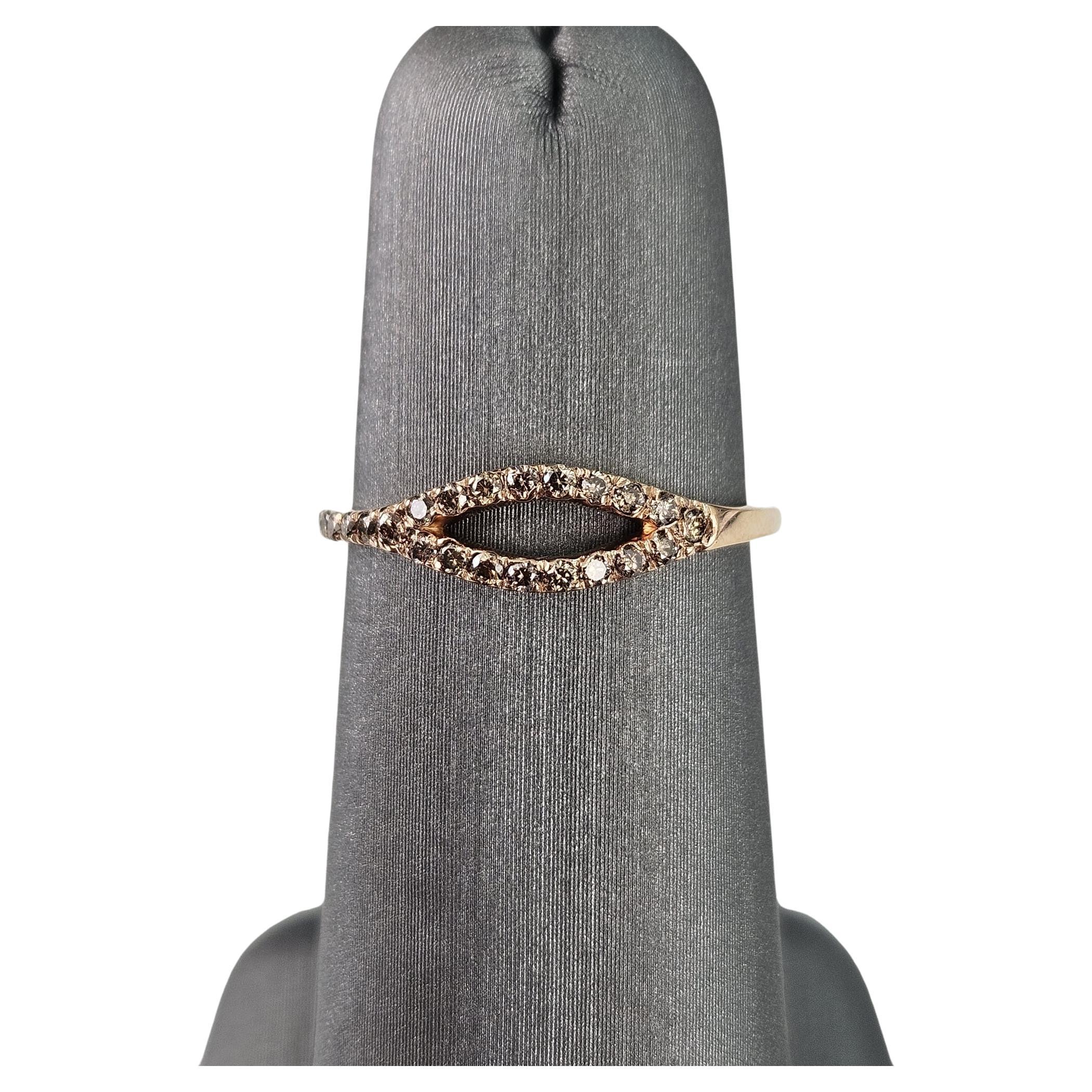 0.22 ct Brown Diamond Band Ring in Rose Gold For Sale