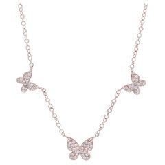 0.22 Ct Diamonds in 14K Rose Gold Gazebo Fancy 3 Unit Butterfly Necklace