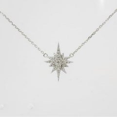 0.22 Ct Diamonds in 14K White Gold Gazebo Fancy Star Necklace