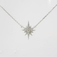 Used 0.22 Ct Diamonds in 14K White Gold Gazebo Fancy Star Necklace