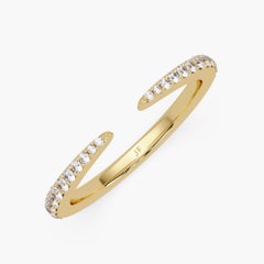 0.22 CTW Diamond Claw Ring in 14K Gold, SI1+ Graduated Diamond Cuff Band