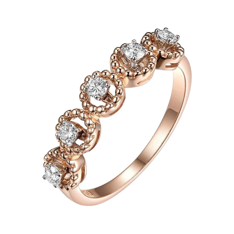 0.22Ct Diamant 5 Steine Ring in 18 Karat Gold im Angebot