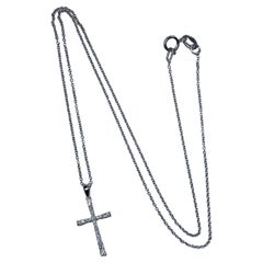 0.22ct Diamond Chunky Cross Pendant Necklace 18ct White Gold