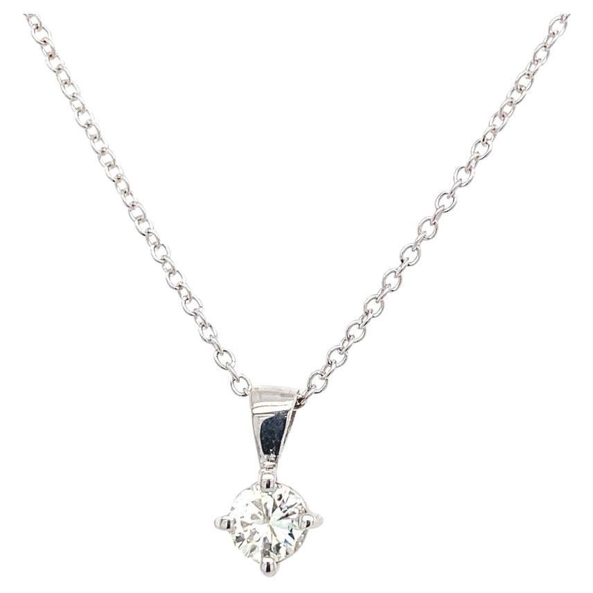 0.22ct G/H Si RBC Diamond Solitaire Pendant on Chain in 9ct White Gold