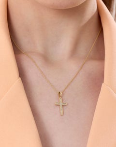 0.22ct Natural Diamond Cross Solid Gold Necklace