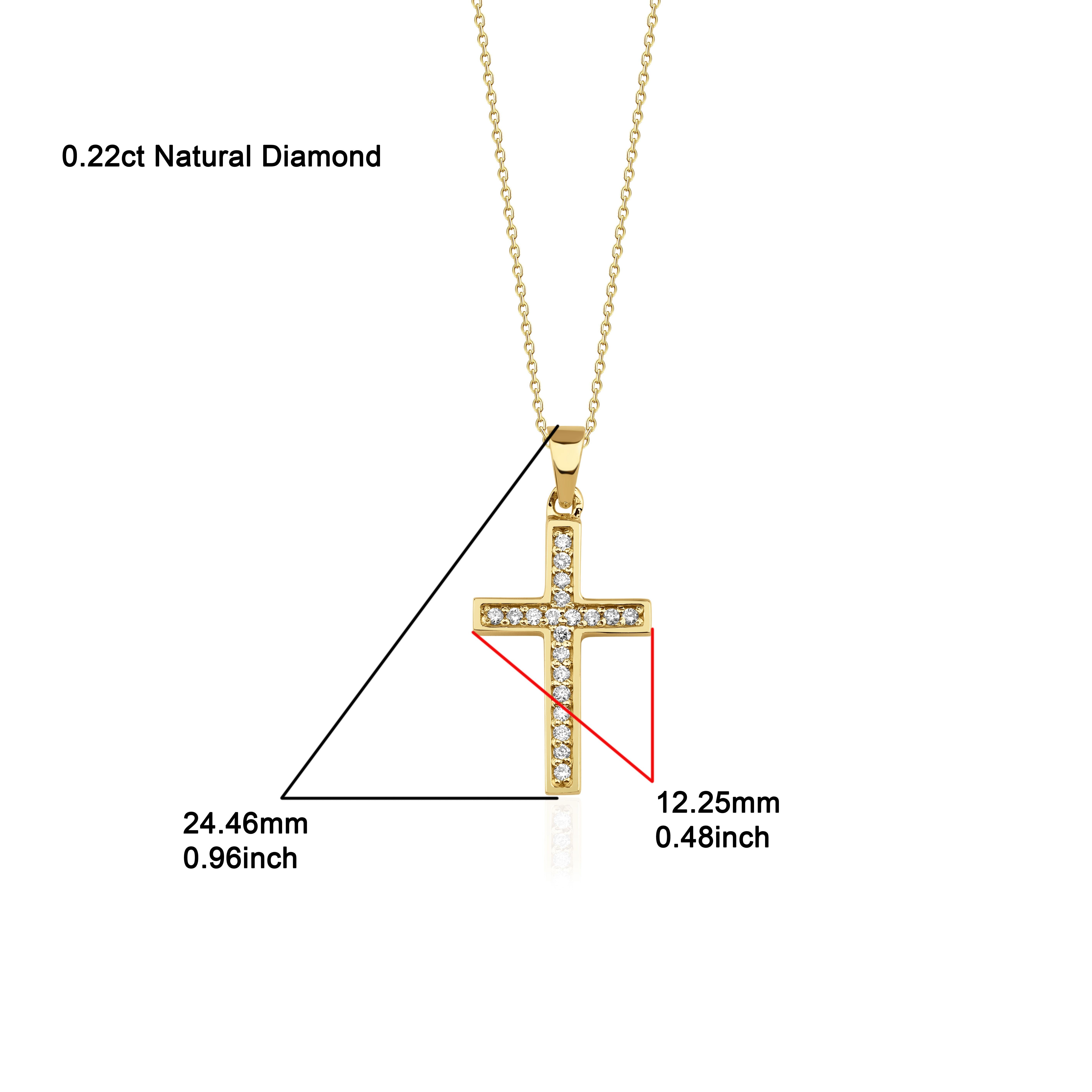 Collier croix en or massif avec diamants naturels 0,22 carat en vente 1