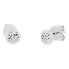0.22ct Round Brilliant Cut Diamond Bezel Stud Earrings in 14K White Gold