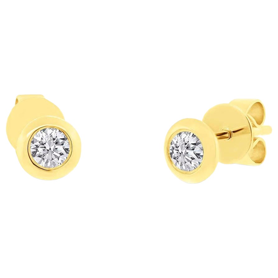0.22ct Round Brilliant Cut Diamond Bezel Stud Earrings in 14K Yellow Gold im Angebot