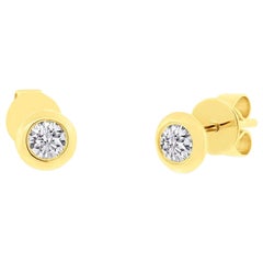 0.22ct Round Brilliant Cut Diamond Bezel Stud Earrings in 14K Yellow Gold