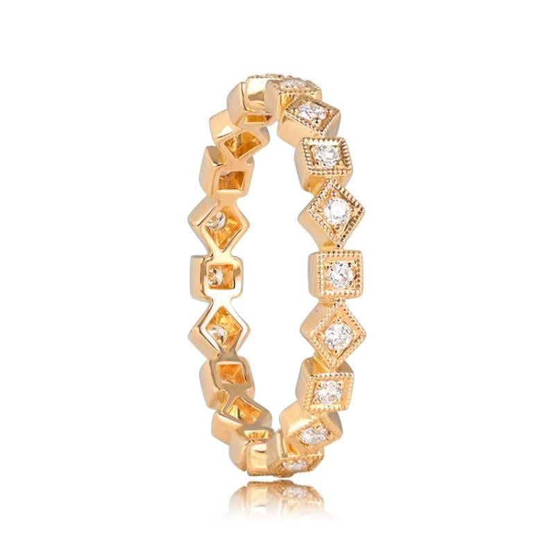 Art Deco 0.22ct Round Brilliant Cut Diamond Eternity Band Ring, 18k Yellow Gold For Sale