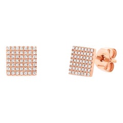 0.22ct Round Cut Diamond Square Stud Earrings in 14K Rose Gold