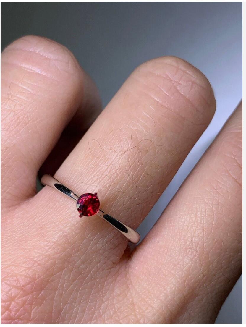 Modern 0.22ct Ruby Burma Pigeon Blood Solitaire Engagement Ring In Platinum For Sale