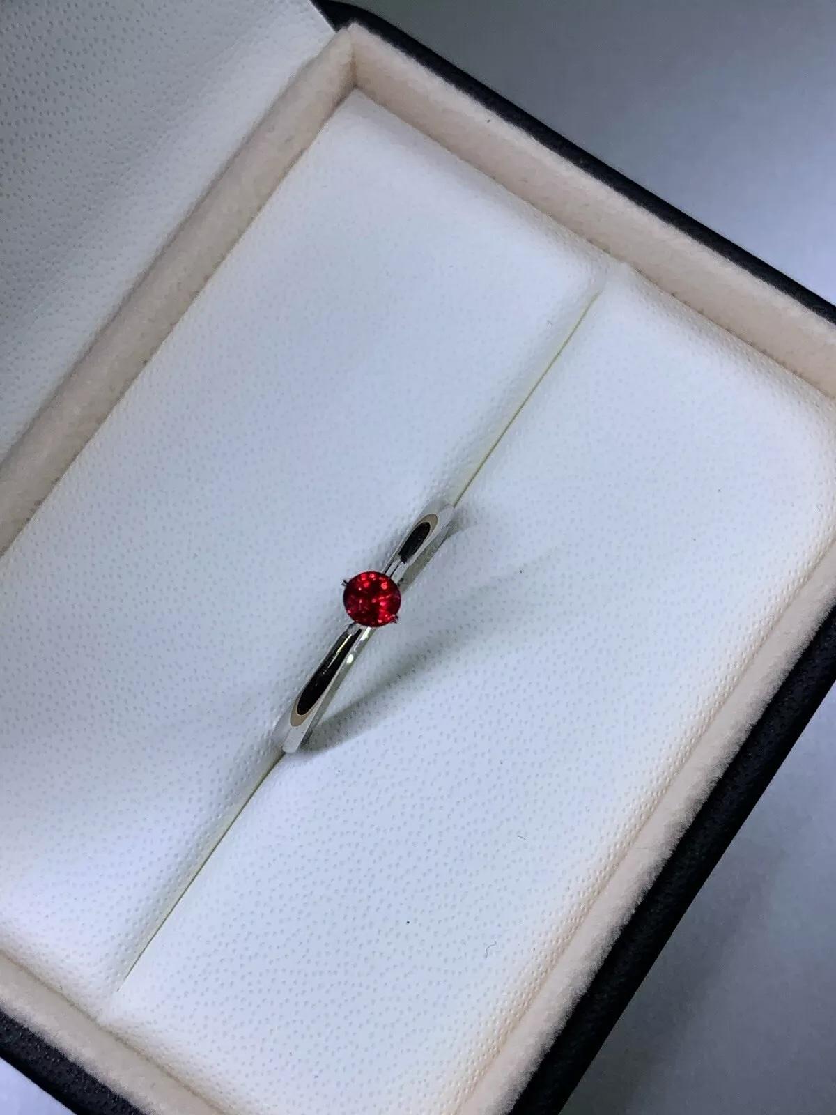 Women's or Men's 0.22ct Ruby Burma Pigeon Blood Solitaire Engagement Ring In Platinum For Sale